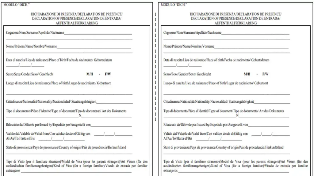 Пошаговая инструкция по подаче dichiarazione di presenza как выглядит бланк для заполнения
