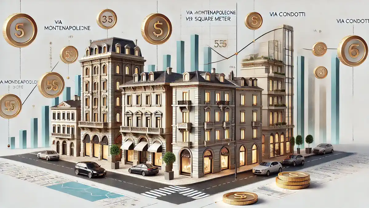 Самые дорогие улицы для покупки недвижимости в Италии: Виа Монтенаполеоне в Милане и Виа Кондотти в Риме.
